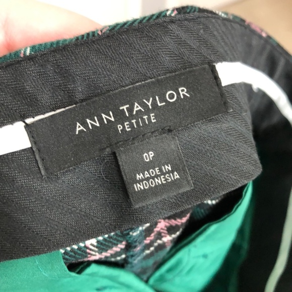 Ann Taylor Green Pink Plaid High Waist Ankle Pants 0 Petite - Picture 4 of 15